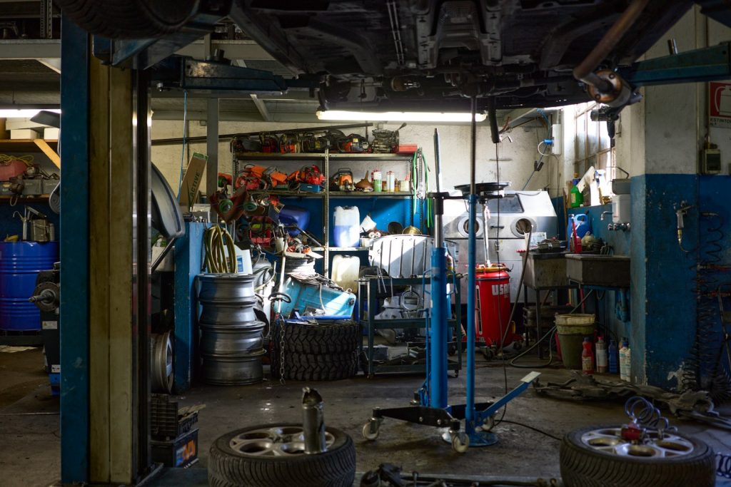 Garage filled with many different tires