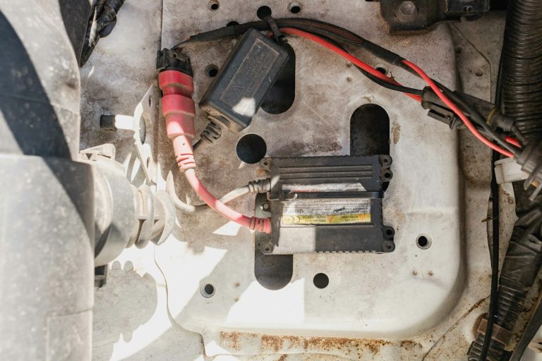 Close-up of a car battery and wires