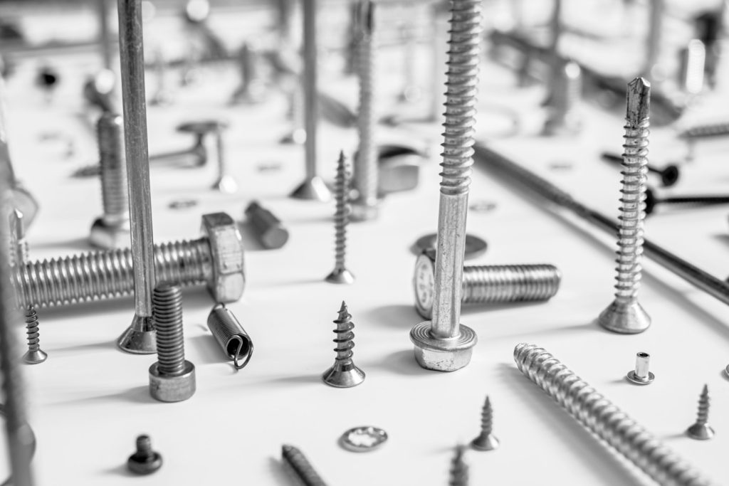 Screws scattered on a table