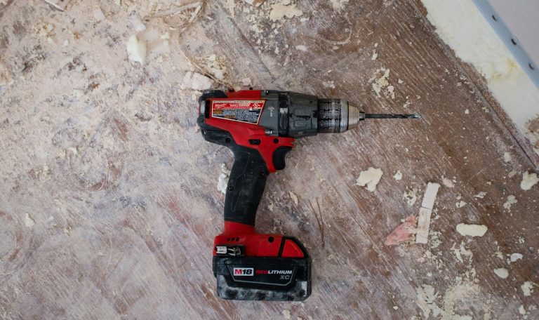 Red cordless power drill