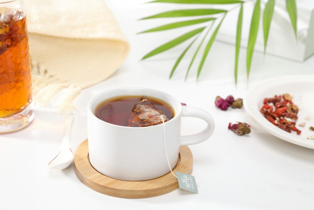 Cup of rooibos tea with a teabag