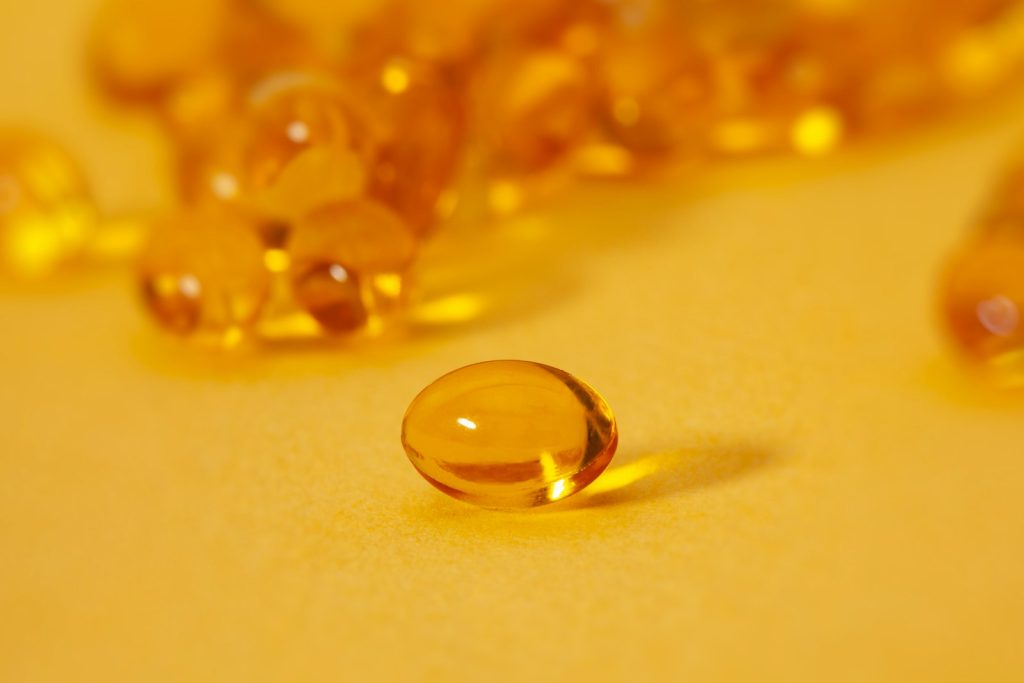 Vitamin D gelcaps close-up